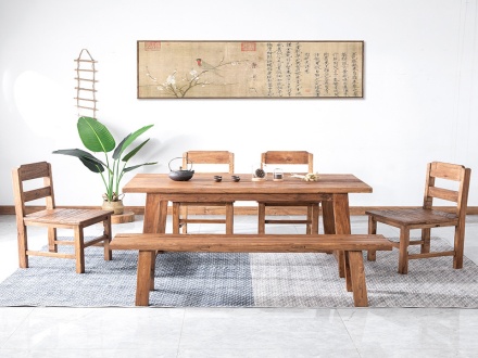 老榆木茶几旧门板禅意茶台